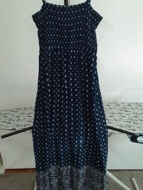 Lily Rose Navy Blue Maxi Dress with White Print